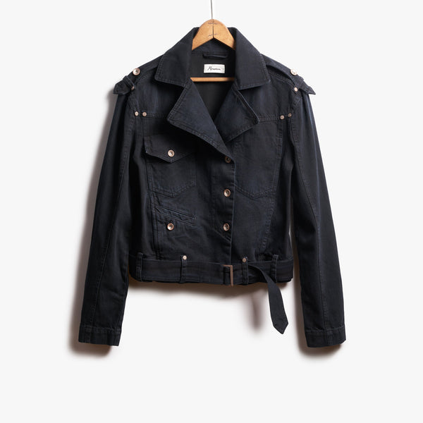 Womens Jamie Cropped Denim Moto WWOW0002 Overdyed Black