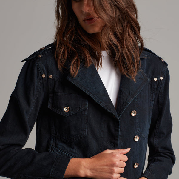 Womens Jamie Cropped Denim Moto WWOW0002 Overdyed Black