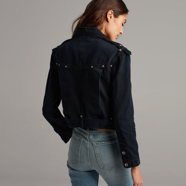 Womens Jamie Cropped Denim Moto WWOW0002 Overdyed Black