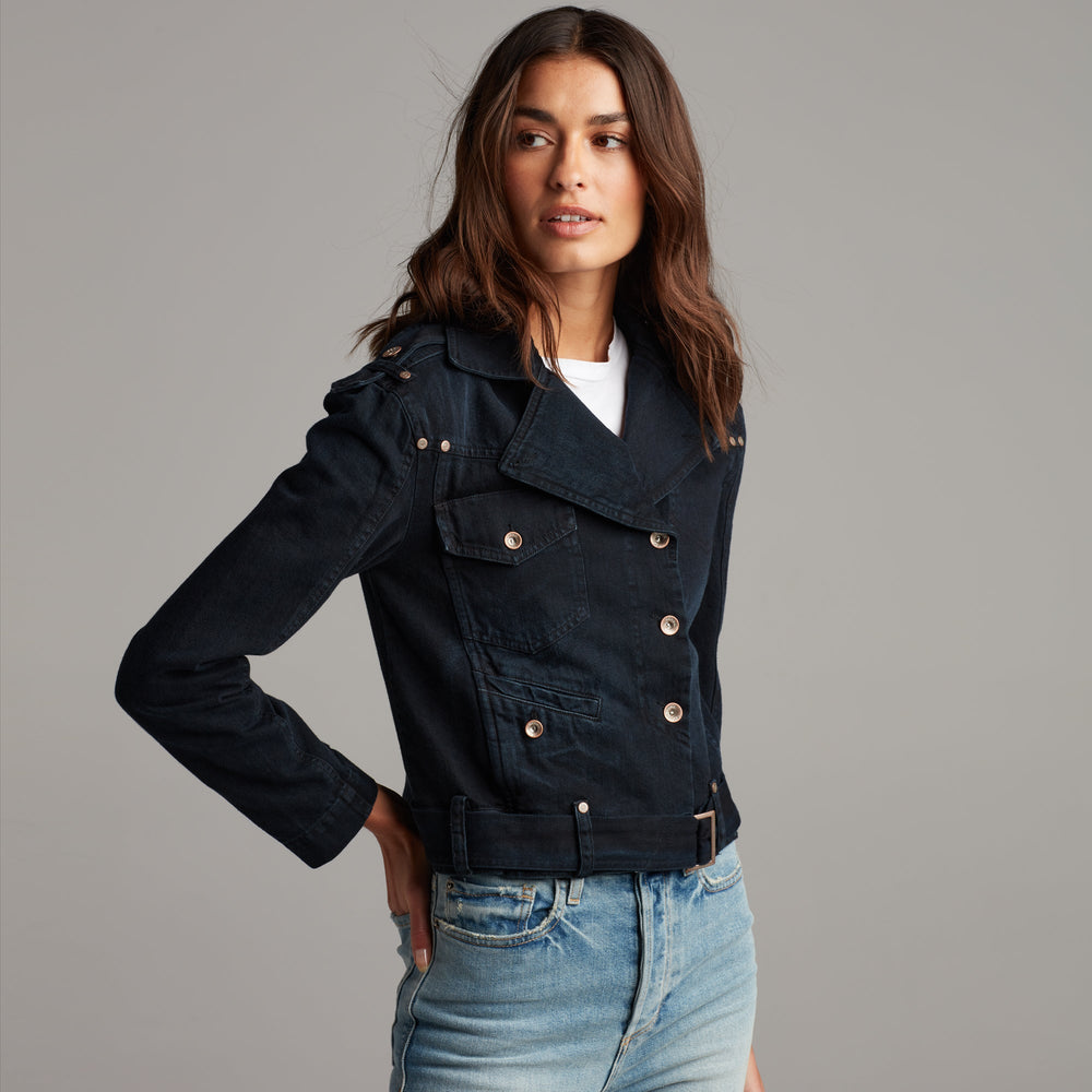 Womens Jamie Cropped Denim Moto WWOW0002 Overdyed Black