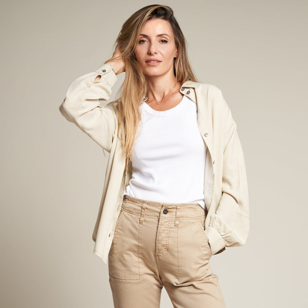 Womens Joan Drape Twill Top WWTP0013 Bone