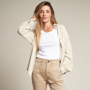 Womens Joan Drape Twill Top WWTP0013 Bone