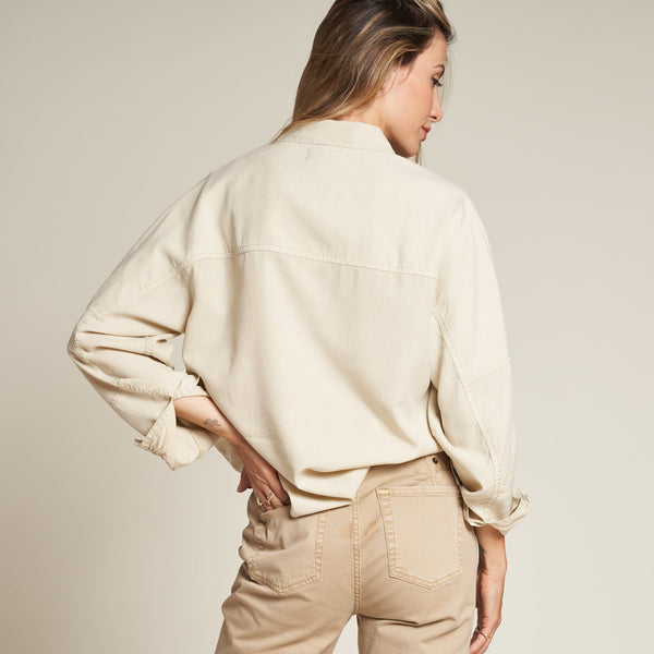 Womens Joan Drape Twill Top WWTP0013 Bone