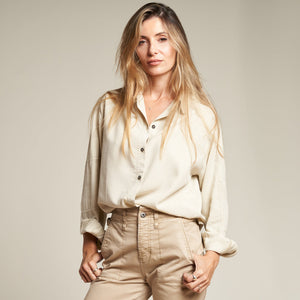 Womens Joan Drape Twill Top WWTP0013 Bone