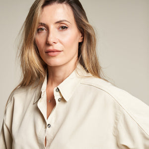 Womens Joan Drape Twill Top WWTP0013 Bone