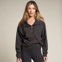 Womens Josephine Quarter Zip Pullover Hoodie WKLT0004 Faded Black L