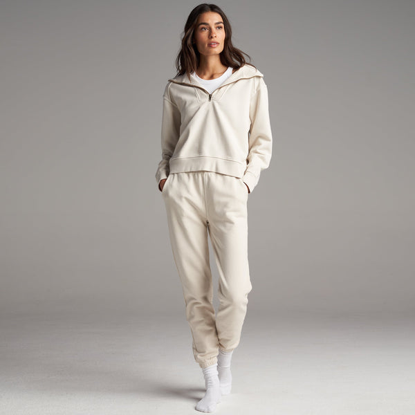 Womens Josephine Quarter Zip Pullover Hoodie WKLT0004 Oat