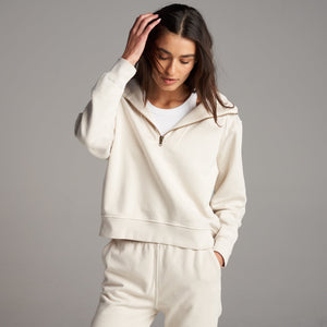 Womens Josephine Quarter Zip Pullover Hoodie WKLT0004 Oat