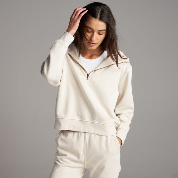 Womens Josephine Quarter Zip Pullover Hoodie WKLT0004 Oat