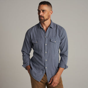 Mens Leeds Double Layer Cotton Gauze Shirt MWTP0010 Pacific