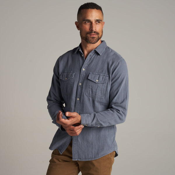 Mens Leeds Double Layer Cotton Gauze Shirt MWTP0010 Pacific