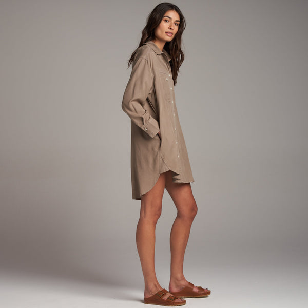 Womens Merritt Drape Twill Shirt Dress WWDR0003 Stone