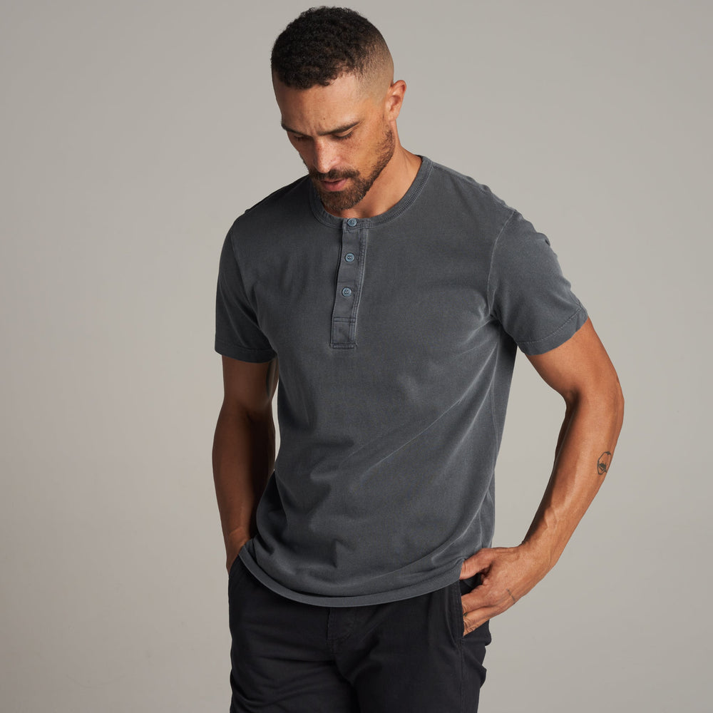 Mens Midland Short Sleeve Henley MKTP0006 Basalt