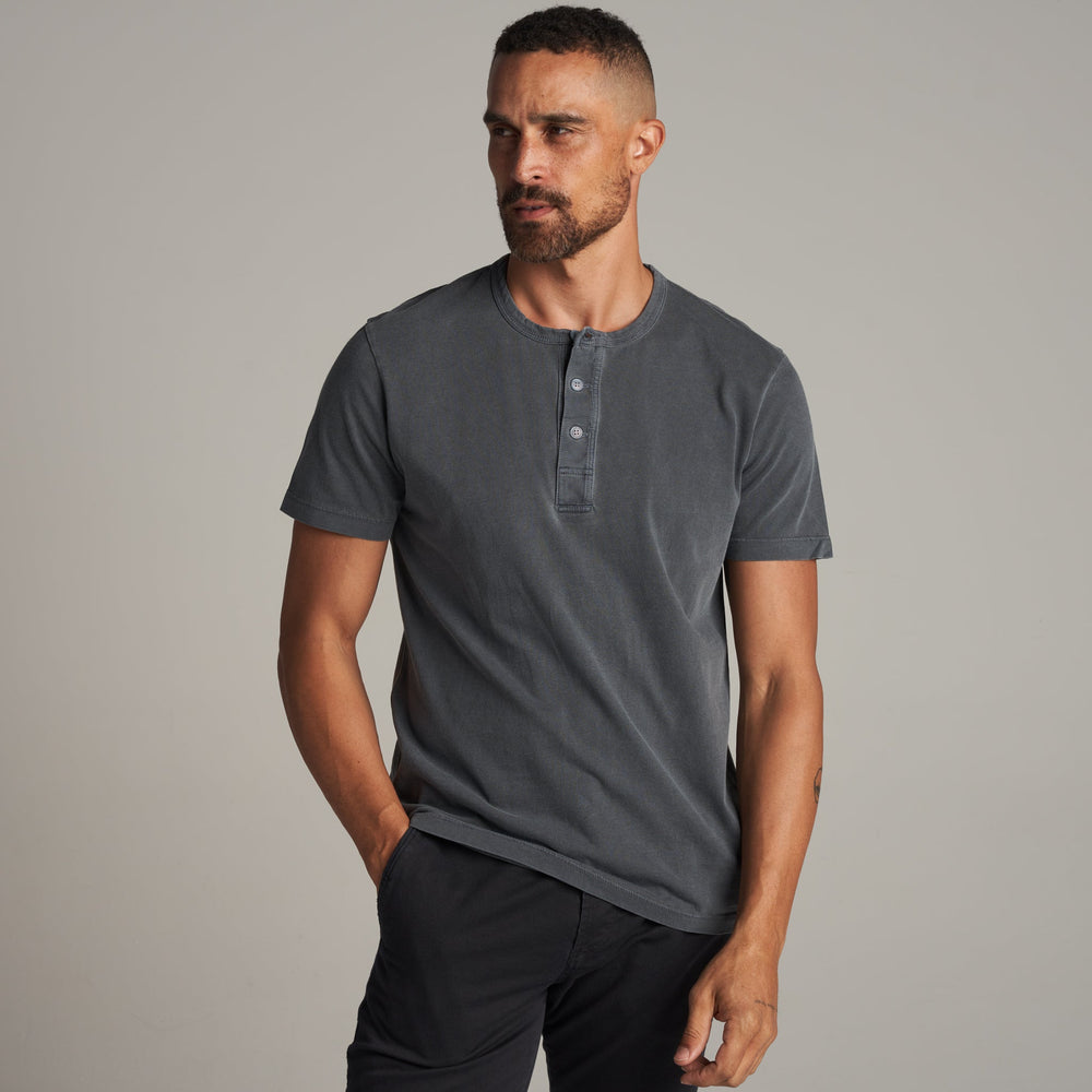 Mens Midland Short Sleeve Henley MKTP0006 Basalt