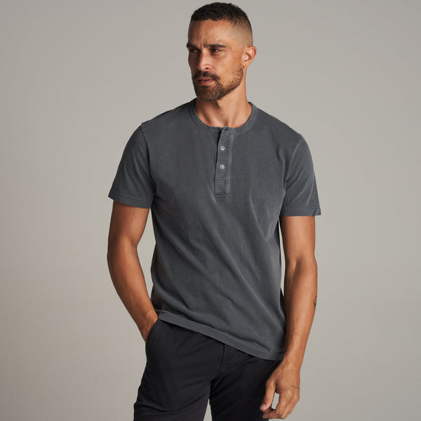 Mens Midland Short Sleeve Henley MKTP0006 Basalt