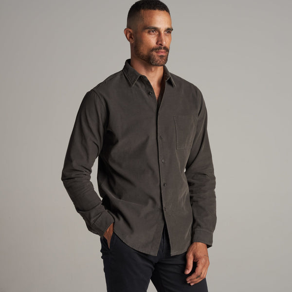 Mens Nobel Fine Wale Cord Shirt MWTP0011 Faded Black