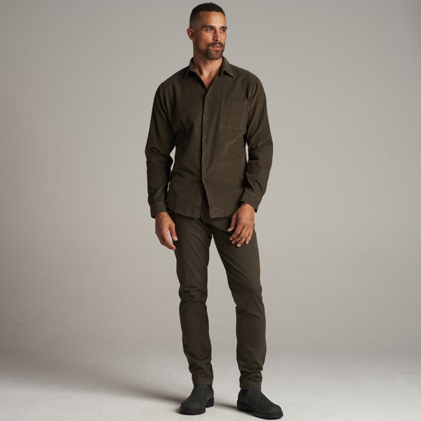 Mens Nobel Fine Wale Cord Shirt MWTP0011 Olive