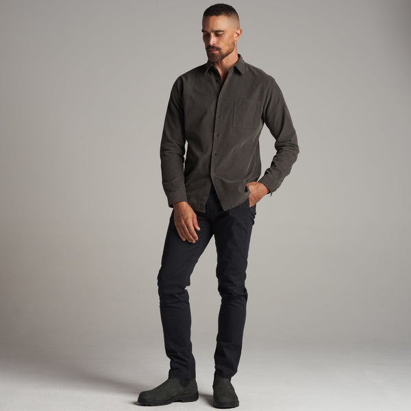 Mens Nobel Fine Wale Cord Shirt MWTP0011 Faded Black