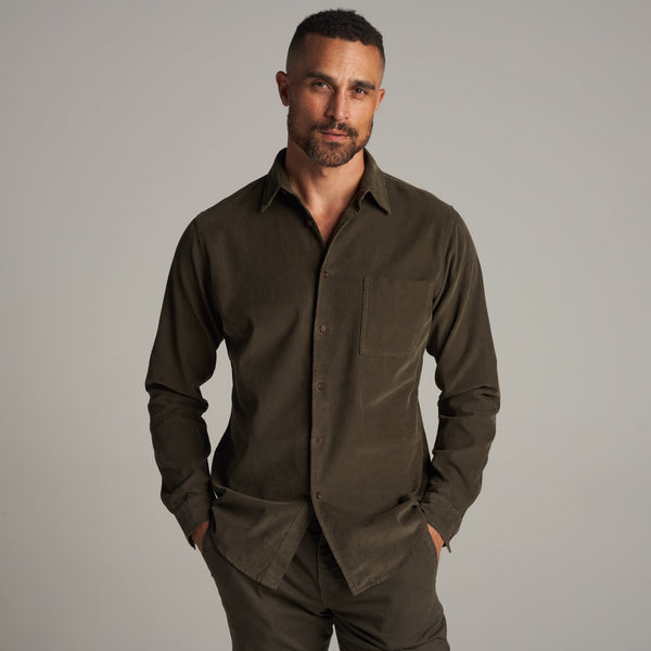Mens Nobel Fine Wale Cord Shirt MWTP0011 Olive
