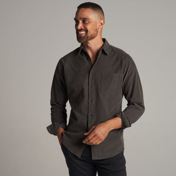 Mens Nobel Fine Wale Cord Shirt MWTP0011 Faded Black