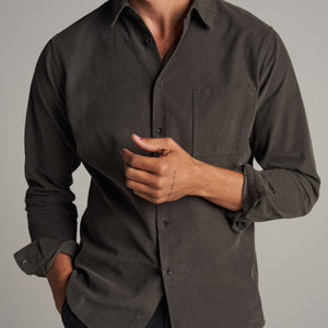 Mens Nobel Fine Wale Cord Shirt MWTP0011 Faded Black