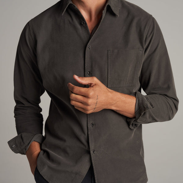 Mens Nobel Fine Wale Cord Shirt MWTP0011 Faded Black