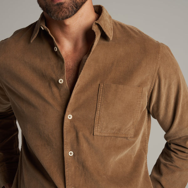 Mens Nobel Fine Wale Cord Shirt MWTP0011 Umber