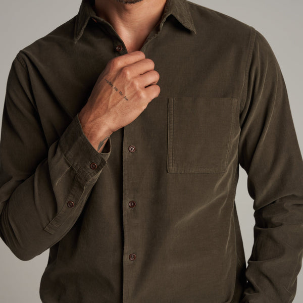 Mens Nobel Fine Wale Cord Shirt MWTP0011 Olive
