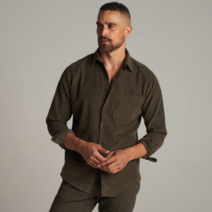 Mens Nobel Fine Wale Cord Shirt MWTP0011 Olive