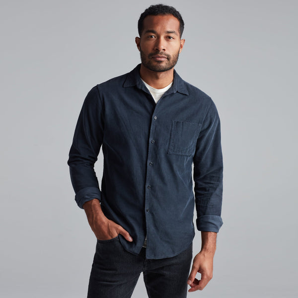 Mens Nobel Fine Wale Cord Shirt MWTP0011 Midnight