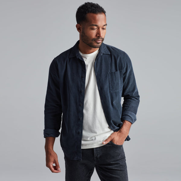 Mens Nobel Fine Wale Cord Shirt MWTP0011 Midnight