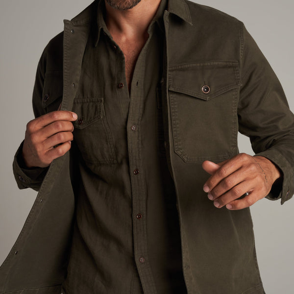 Mens Odessa Mid-Century Twill Field Jacket MWOW0003 Olive