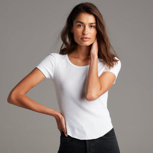 Womens Oslo Scoop Neck Ribbed Tee WKTP0006 White
