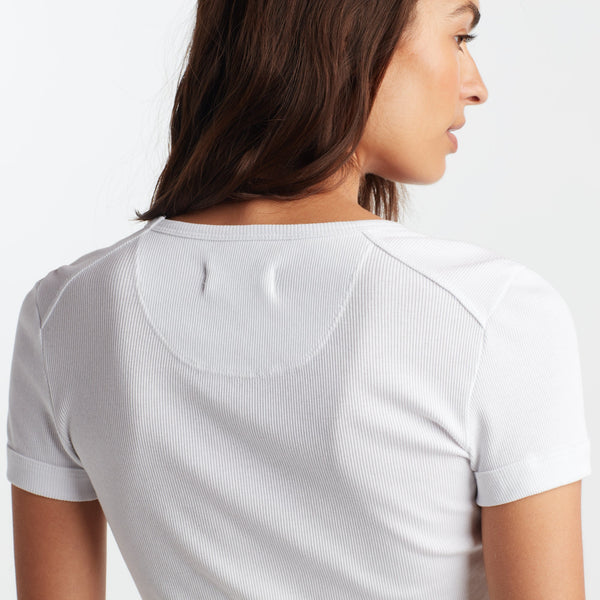 Womens Oslo Scoop Neck Ribbed Tee WKTP0006 White