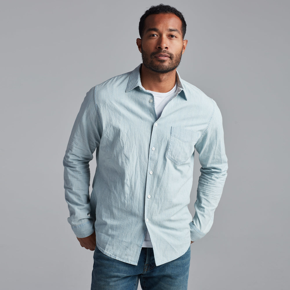 Mens Pecos Chambray Shirt MWTP0002 Washed Indigo