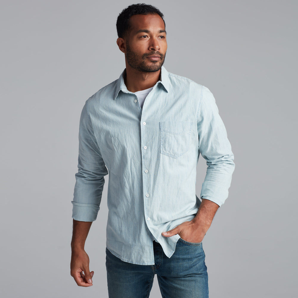 Mens Pecos Chambray Shirt MWTP0002 Washed Indigo