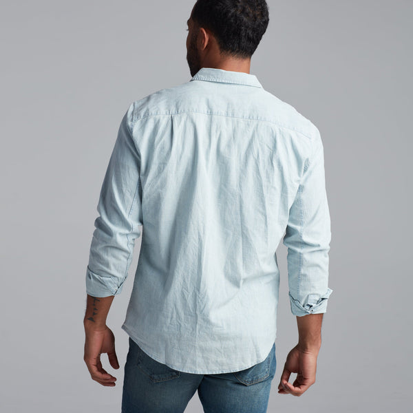 Mens Pecos Chambray Shirt MWTP0002 Washed Indigo