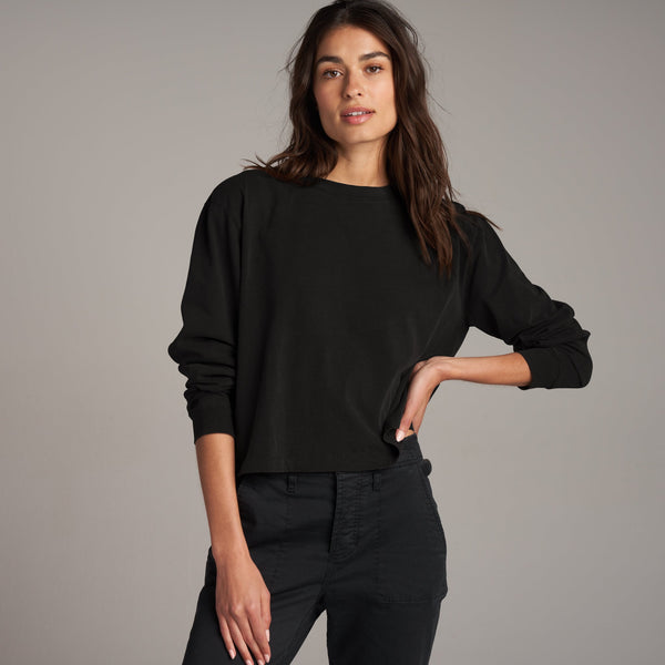 Womens Reagan Long Sleeve Boyfriend Tee WKTP0005 Black