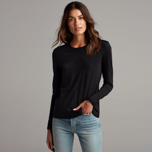 Womens Tyler Long Sleeve Crew Neck Tee WKTP0014 Black