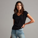 Womens Tyler V Neck Tee WKTP0012 Black