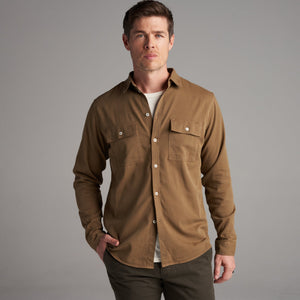 Mens Warwick Heritage Twill Long Sleeve Shirt MWTP0005 Umber