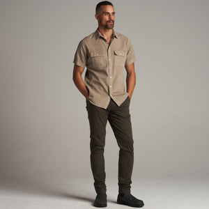 Mens Riley Heritage Twill Short Sleeve Shirt MWTP0004 Stone