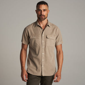 Mens Riley Heritage Twill Short Sleeve Shirt MWTP0004 Stone