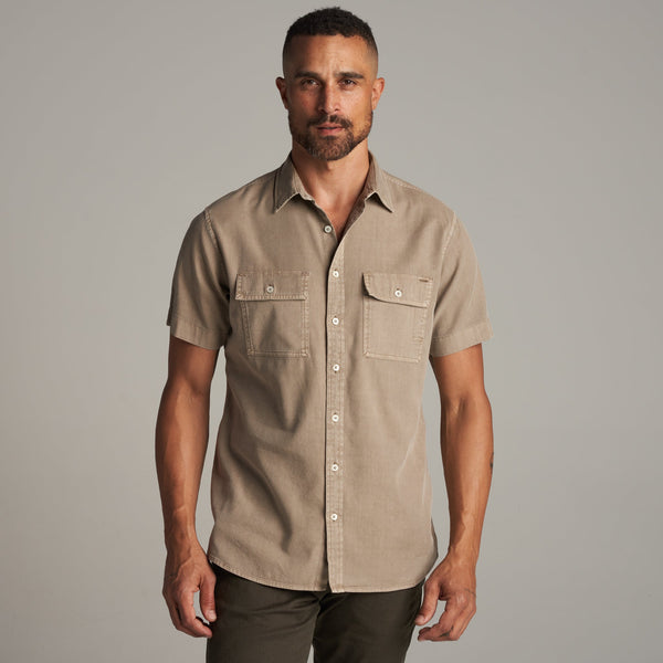 Mens Riley Heritage Twill Short Sleeve Shirt MWTP0004 Stone