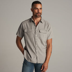 Mens Riley Heritage Twill Short Sleeve Shirt MWTP0004 Concrete