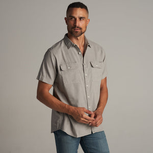 Mens Riley Heritage Twill Short Sleeve Shirt MWTP0004 Concrete